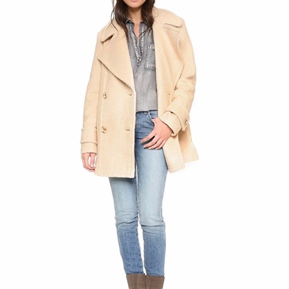 Cream Nubby Harnie Collar Peacoat - Picture 3 of 8